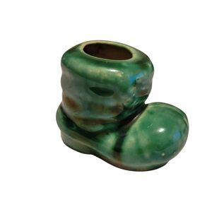 VINTAGE GREEN BOOT BUD VASE TINY PLANTER
